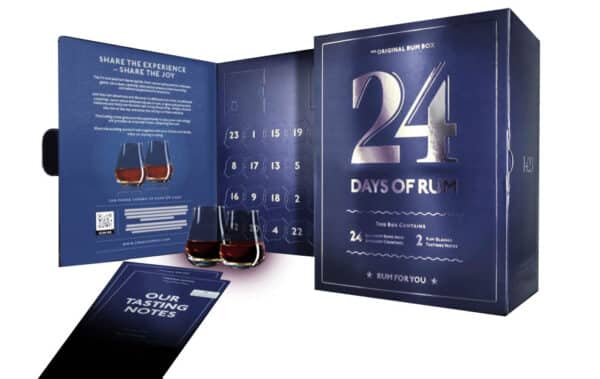 24 Days of Rum, Blå Edition smagekasse m. 2 glas