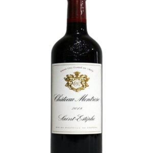 Flaske af Château Montrose Grand Cru Classé 2018 – en eksklusiv Saint-Estèphe Bordeaux med 98 RP-point, dyb granatrød farve og elegant struktur.