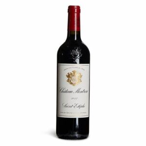 Flaske af Château Montrose Grand Cru Classé 2017 – en eksklusiv Saint-Estèphe Bordeaux med dyb farve, floral næse og silkeblød struktur.